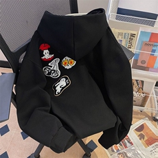万针刺绣结构设计重磅秋冬全棉高品质美式高街连帽卫衣外套Y7802，女装短外套，电商A486-1