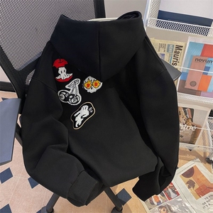 万针刺绣结构设计重磅秋冬全棉高品质美式高街连帽卫衣外套 Y7802图片