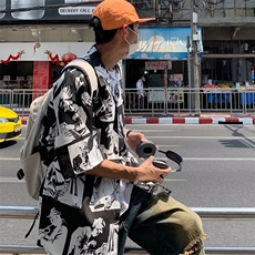 短袖衬衫男高级感ins夏季潮流嘻哈宽松休闲五分袖衬衣服C2235，男装衬衫，星座1116A-1（原606A）