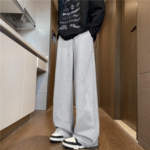 抖音品质美式罗纹拼接设计感宽松直筒卫裤B315-K25340-特p40控78图片