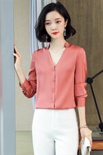 红色重磅真丝衬衫女长袖2025春装西装领职场气质缎面桑蚕丝上衣，女装衬衫，阿舍尔精品