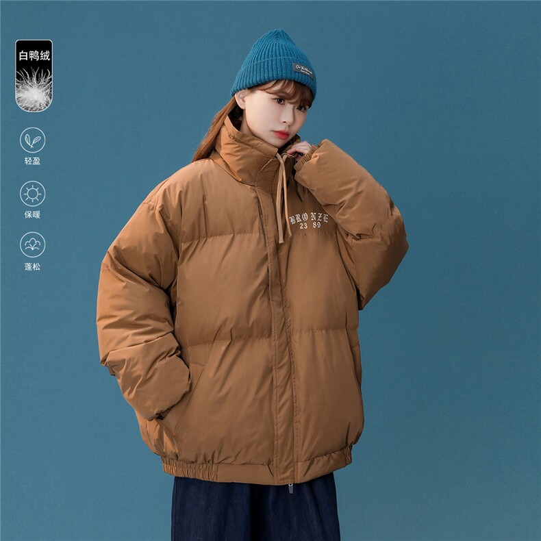 白鸭绒22冬季新款潮字母印花百搭立领羽绒服YR215P195控258,男装羽绒服,A247A