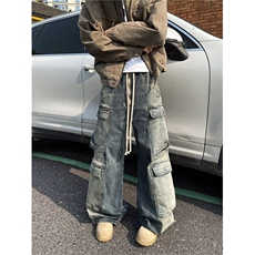 高街牛仔裤男士韩版潮流多口袋帅百搭2025春季ins长裤RK2353-P55，男装牛仔裤，星座412-2