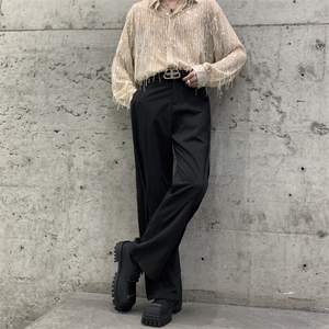 春夏季日系复古垂感西裤山本耀司堆叠小众特殊设计感喇叭裤拖地裤图片