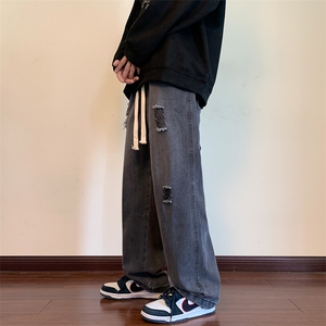 春秋季潮牌ins高街直筒休闲长裤欧美vibe抽绳牛仔裤男 K7403-P48图片