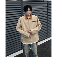 8XL-M春季水洗帆布短款夹克男生vintage美式复古工装外套JK003P98，男装夹克，电商B312
