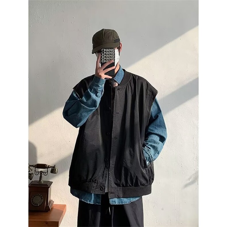 日系慵懒原宿男纯色青春流行新款马甲Q8062P48,男装背心/马甲,星座1116-2
