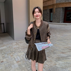 时尚套装两件套裙圆领拼接，女装套装/套裙，浙宝069