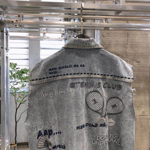 重工设计牛仔马甲外套，女装马夹，G55