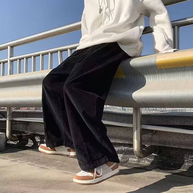 ins潮牌春秋季日系宽松男女灯芯绒阔腿裤直筒休闲工装裤AK523,男装休闲裤,星座601-2