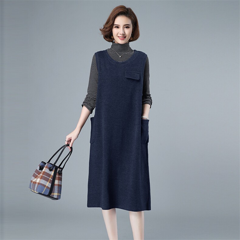 2021春秋款新款两件套长袖宽松时尚长裙纯色281款,女装套装/套裙,秋牧寒烟
