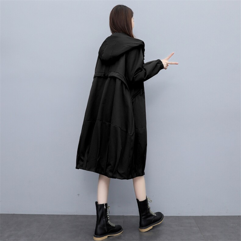 时尚风衣女中长款2021春秋新款韩版宽松气质休闲连帽高端大衣外套,商品下架区,秀美人生