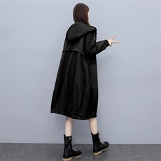 时尚风衣女中长款2021春秋新款韩版宽松气质休闲连帽高端大衣外套，商品下架区，秀美人生
