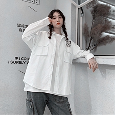 男女19情侣款长袖立体袋衬衫女714-3-C18短袖，男装衬衫，星座1404-3