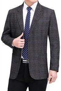 2023年春秋季中年男士西服纯色商务休闲外套爸爸装潮时尚男装图片