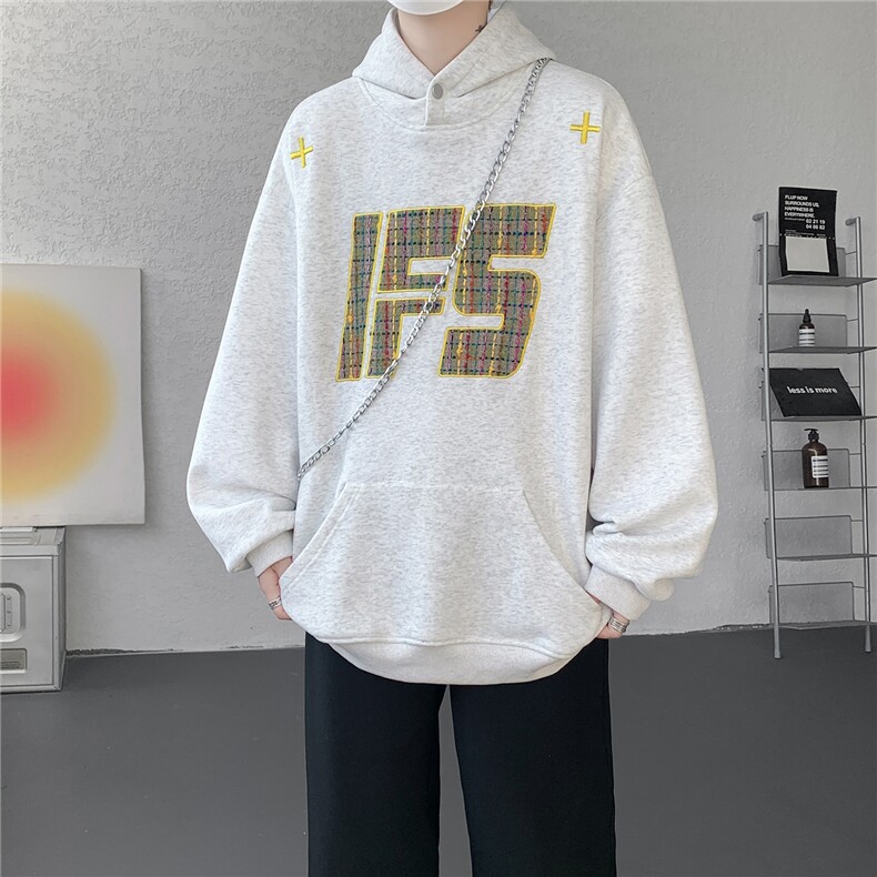 重磅贴布刺绣卫衣大码春秋连帽衫硬挺外套美式休闲上衣WY9108/P65,女装短外套,电商B238