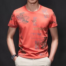 2023夏季新款潮流短袖t恤男士宽松休闲百搭打底时尚上衣中年男装，男装T恤，电商B212（原钱塘6029）