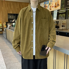 精品秋冬港风新款男大码灯芯绒衬衫宽松长袖衬衣外套/850p45，男装衬衫，电商A012