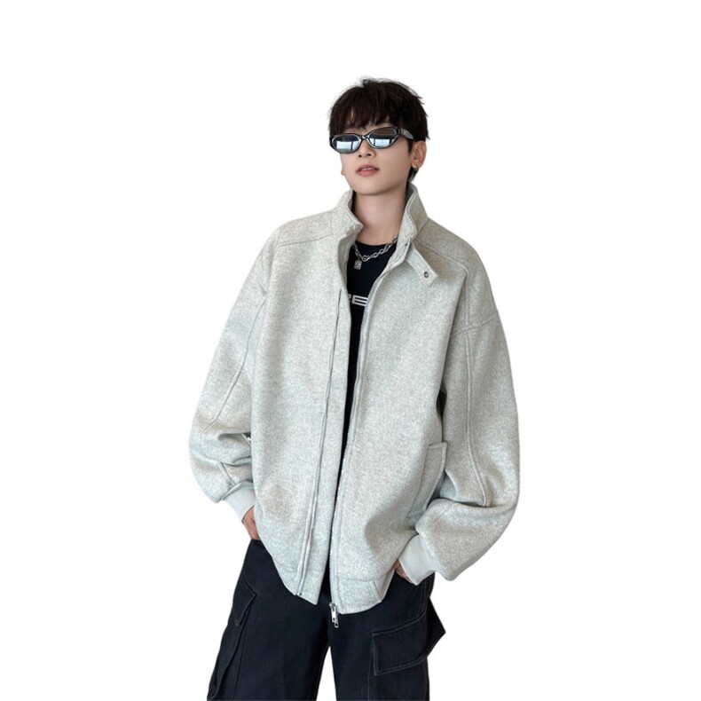 街头立领重量级男女运动夹克韩覆古夫妇休闲灰色开衫运动衫夹克,男装夹克,星座506A