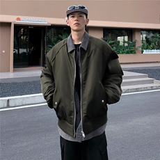 小众拼接设计感翻领棉服外套男宽松冬季加厚pu飞行棒球服J8212，男装夹克，星座1116A-1（原606A）