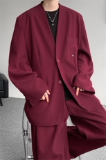 潮流休闲圆领西装外套高级痞帅宽松韩版西服外套可整套搭配P85，男装西服，电商B319