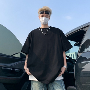 C342-P29 2024夏季新款宽松百搭休闲上衣设计感潮牌短袖男 现货图片