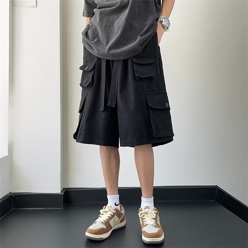 男宽松型日系夏季时尚潮牌新款纯色休闲裤休闲裤短裤QD20P38,男装休闲裤,星座1116-2