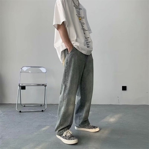 牛仔裤男夏季潮牌港风宽松直筒裤韩版潮流休闲拖地裤N0137-P40图片