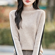 半高领打底衫女2025年春季内搭显瘦软糯百搭纯色针织衫，女装羊毛衫，哲奥羊绒