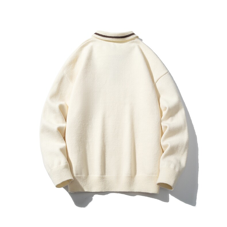 1日系白底POLO衫领潮流毛衣大码M-5XL针织衫男外套男8720P60控88,男装Polo衫,星座226-2
