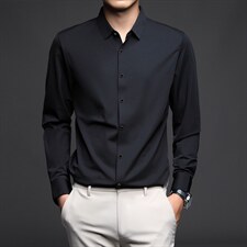 长袖衬衫男中年商务休闲时尚春秋季薄款男士衬衣男2023新款上衣，男装衬衫，电商B212（原钱塘6029）