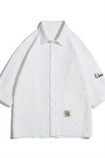 1白底花型衬衫大码M-5XL情侣风七分袖衬衫男QCS7023P45控68，男装衬衫，星座226-2