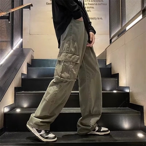 工装裤男高街潮牌直筒阔腿长裤夏季休闲百搭重磅宽松裤子GU03/P44图片