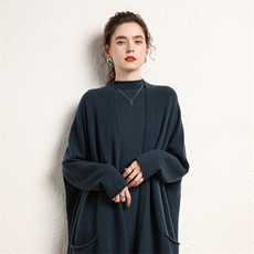 小baby山羊绒开衫秋冬新款宽松慵懒风中长款大码针织打底外套上衣，女装羊绒衫，绒源之鑫