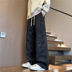 hiphop五角星裤子男冬季加厚美式设计感小众嘻哈街头跳舞阔腿卫裤，男装休闲裤，星座715-4