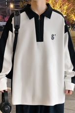 2024春季新款港风外景大码发泡印花长袖POLO衫M-5XHT23018-P50，男装Polo衫，电商A022