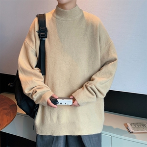 克莱因蓝  纯色半高领毛衣针织衫打底男士A367 M04 P45图片