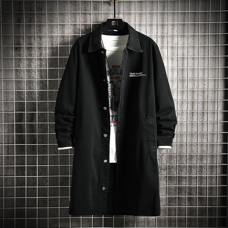 FY645-P78秋冬季牛仔风衣男士长款潮流大码修身帅气青年外套，男装风衣，星座103A