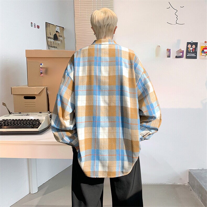 衬衫男2025秋季新款港风磨毛格子长袖衬衣CS603-特P27无差价,男装衬衫,星座214-3