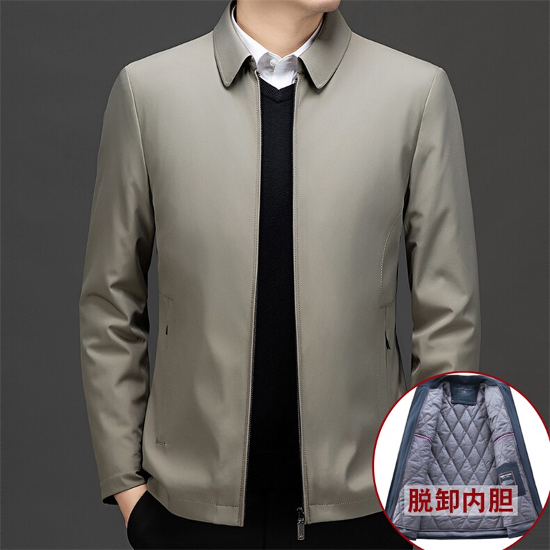可脱卸棉衣男士夹棉外套中老年爸爸装秋冬季加厚行政夹克棉服棉袄,男装夹克,电商B212（原钱塘6029）