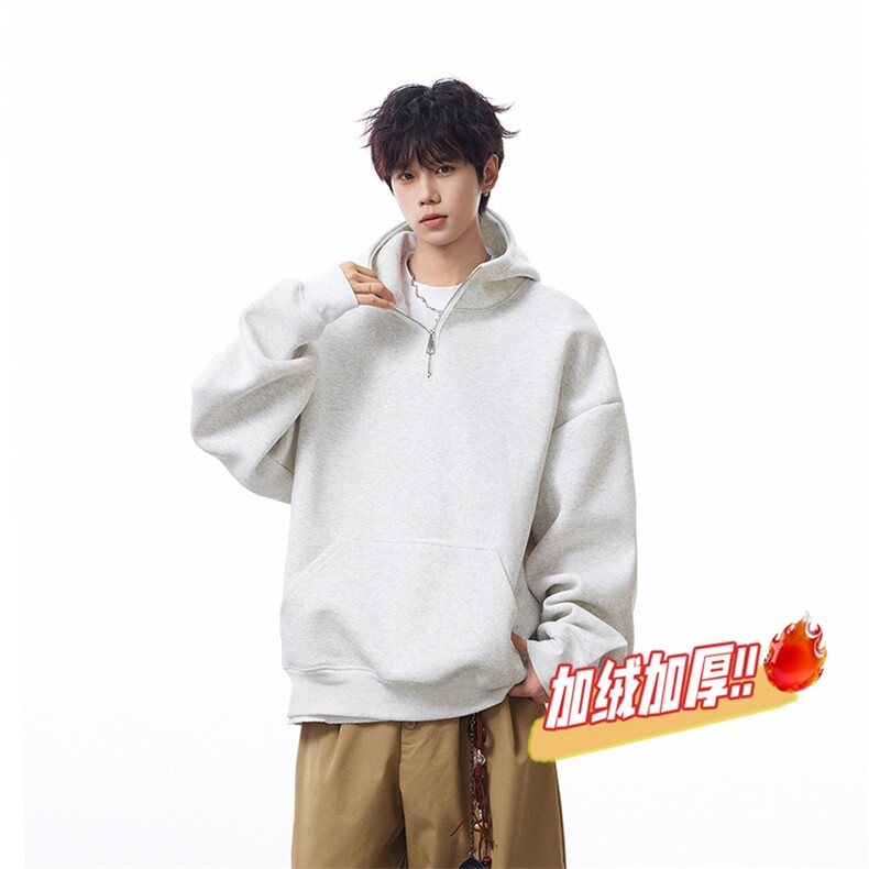连帽加绒奥粒绒卫衣重磅无帽绳500克拉链硬挺外套男 RH5305JR-P59图片