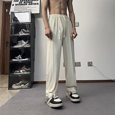 港风垂感宽松直筒裤男2025夏季新款松紧抽绳微喇西裤XK301-P50，男装西裤，电商A178