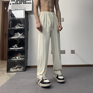 港风垂感宽松直筒裤男2025夏季新款松紧抽绳微喇西裤XK301-P50图片