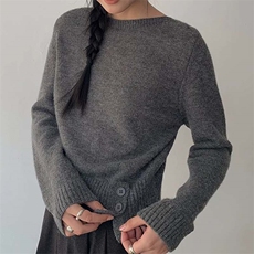 毛衣女洋气羊毛衫秋冬季宽松纯色简约时尚打底衫，女装羊毛衫，泰沅羊绒