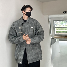 抖音控价148大码粉色皮衣男铁扣链子设计情侣夹克男77083P105，男装夹克，星座227-7