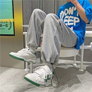 男休闲抽绳华夫格休闲裤卫裤运动裤大码青少年裤子B405P33图片
