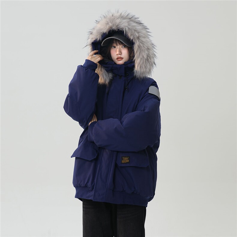 中性风连帽可脱卸毛领工装棉衣男大码潮流棉衣男MY77917P138控198，女装棉衣/棉服，星座226-1