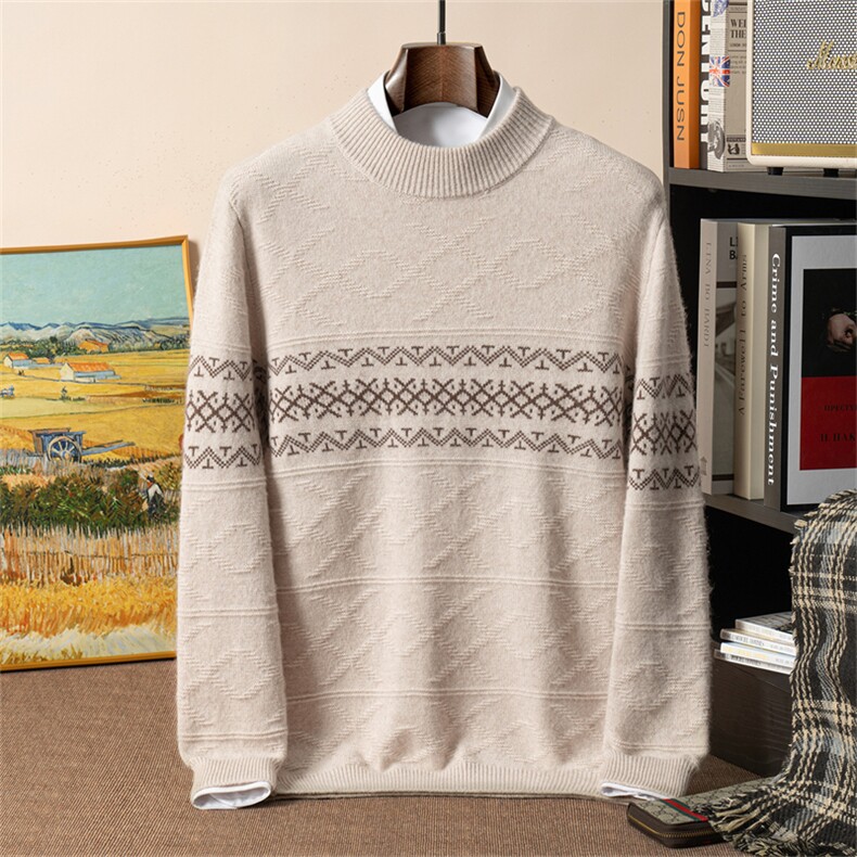 2025年秋季新款双股加厚针织男士羊绒衫时尚休闲通勤百搭，男装羊绒套衫，星纬羊绒
