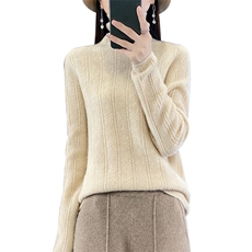 2024秋季新款高领长袖短款套头羊毛衫休闲百搭，女装羊毛衫，美轩羊绒