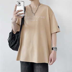 冰氧仿棉短袖港风白墙夏季休闲百搭字母印花男上衣TC3152-P22控48图片